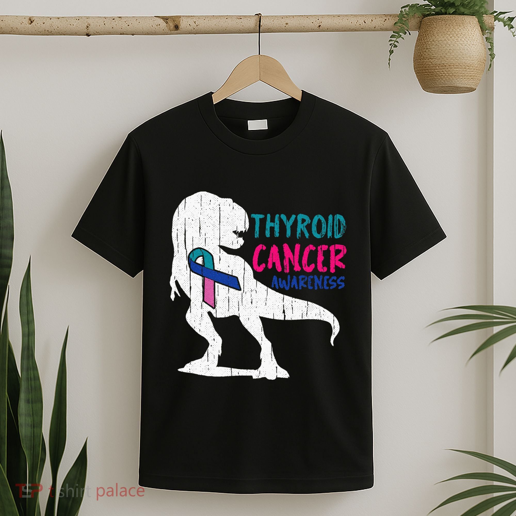 Thyroid Cancer Awareness Cool TRex Warrior Survivor Fighter T-Shirt