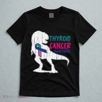 Thyroid Cancer Awareness Cool TRex Warrior Survivor Fighter T-Shirt thumb 5