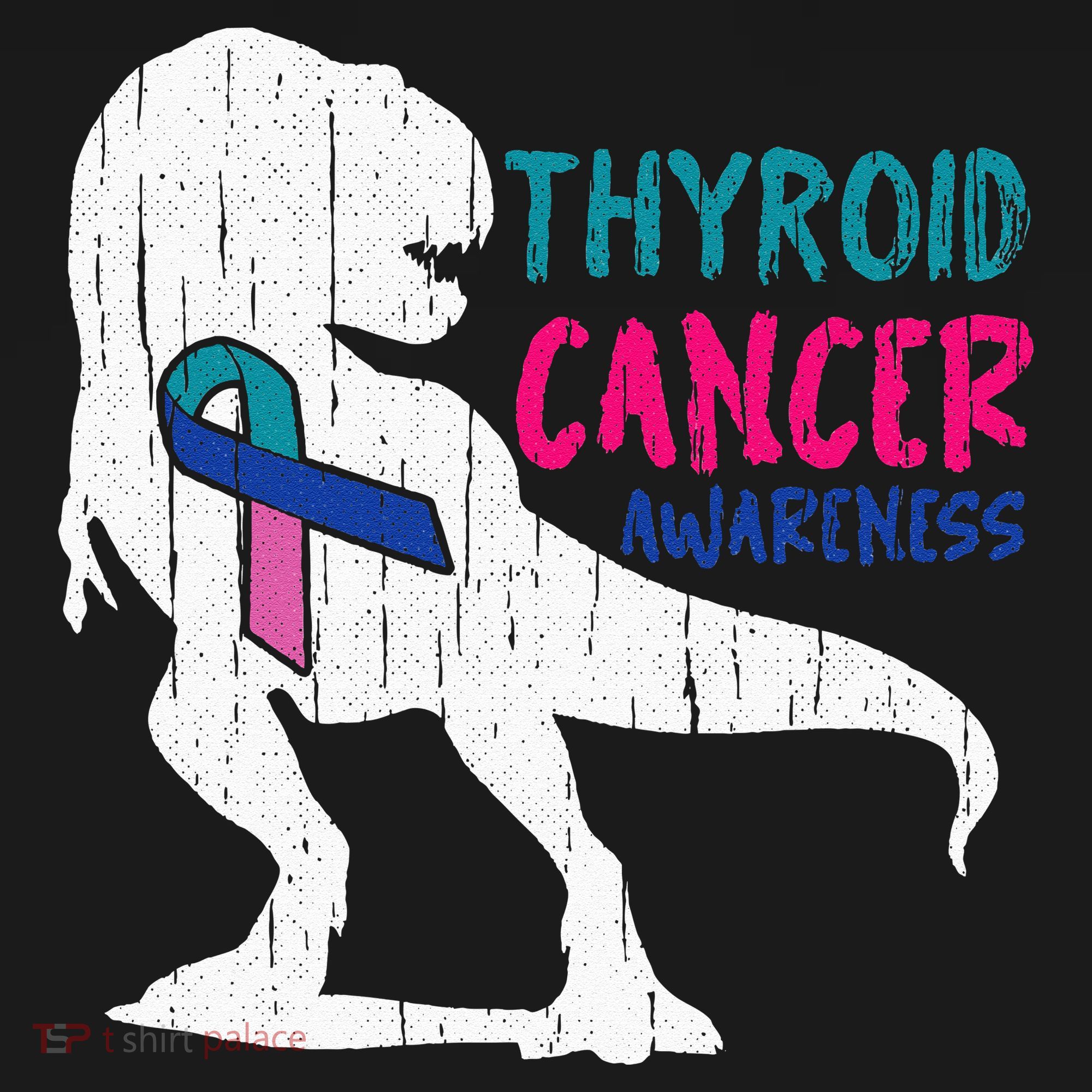 Thyroid Cancer Awareness Cool TRex Warrior Survivor Fighter Hooded Wearable Blanket