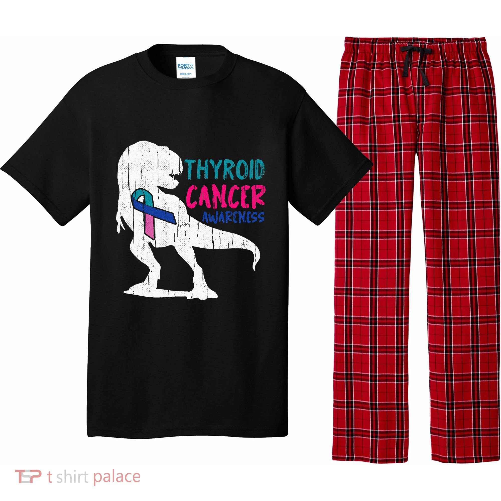 Thyroid Cancer Awareness Cool TRex Warrior Survivor Fighter Pajama Set