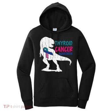 Thyroid Cancer Awareness Cool TRex Warrior Survivor Fighter Women's Hoodie