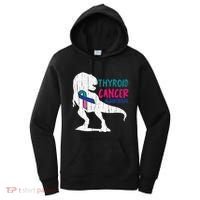 Thyroid Cancer Awareness Cool TRex Warrior Survivor Fighter Women's Hoodie thumb 0