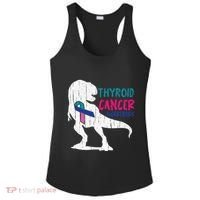 Thyroid Cancer Awareness Cool TRex Warrior Survivor Fighter Ladies PosiCharge Competitor Racerback Tank thumb 0