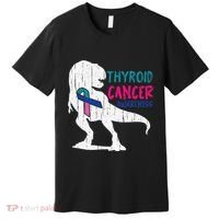 Thyroid Cancer Awareness Cool TRex Warrior Survivor Fighter Premium T-Shirt thumb 0