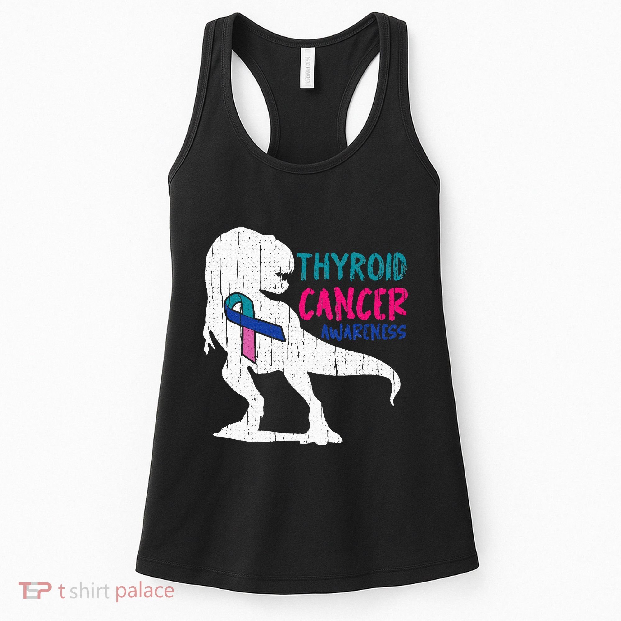 Thyroid Cancer Awareness Cool TRex Warrior Survivor Fighter Women's Tank Top