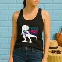 Thyroid Cancer Awareness Cool TRex Warrior Survivor Fighter Women's Tank Top thumb 2