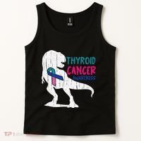 Thyroid Cancer Awareness Cool TRex Warrior Survivor Fighter Tank Top thumb 2