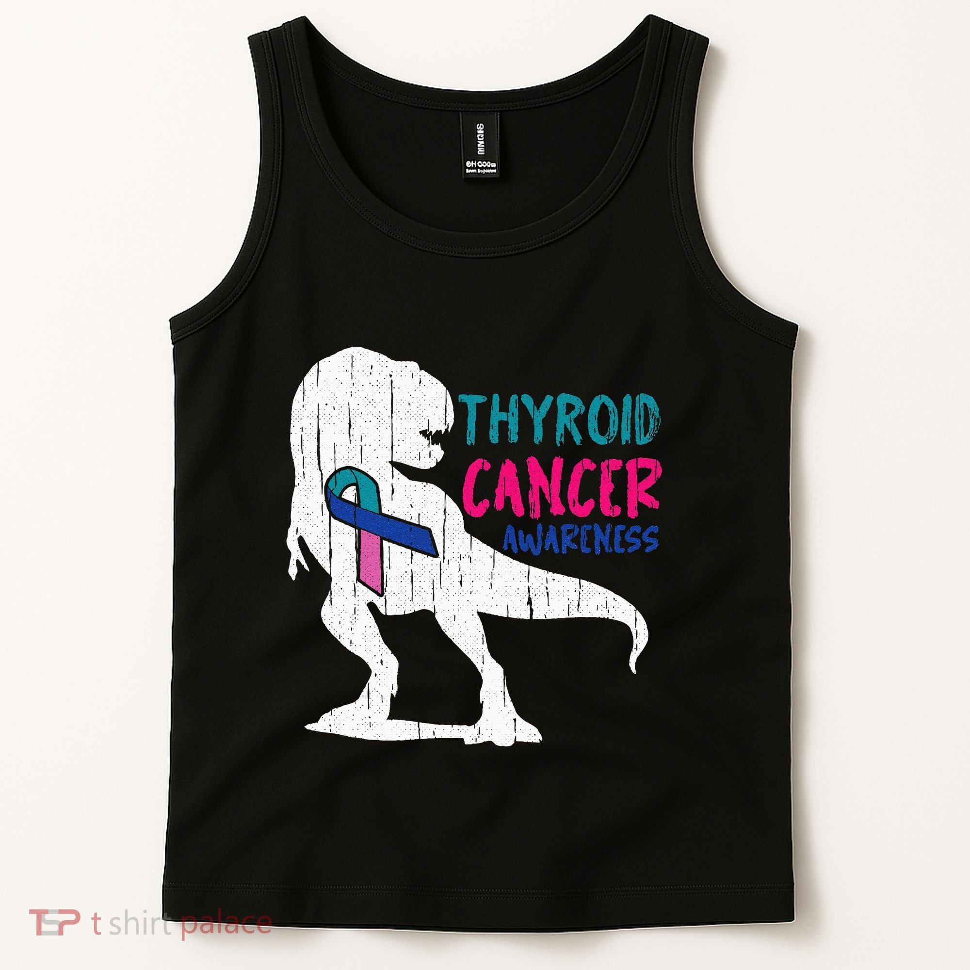 Thyroid Cancer Awareness Cool TRex Warrior Survivor Fighter Tank Top