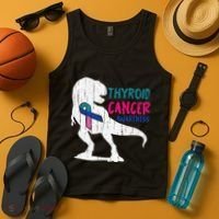 Thyroid Cancer Awareness Cool TRex Warrior Survivor Fighter Tank Top thumb 4