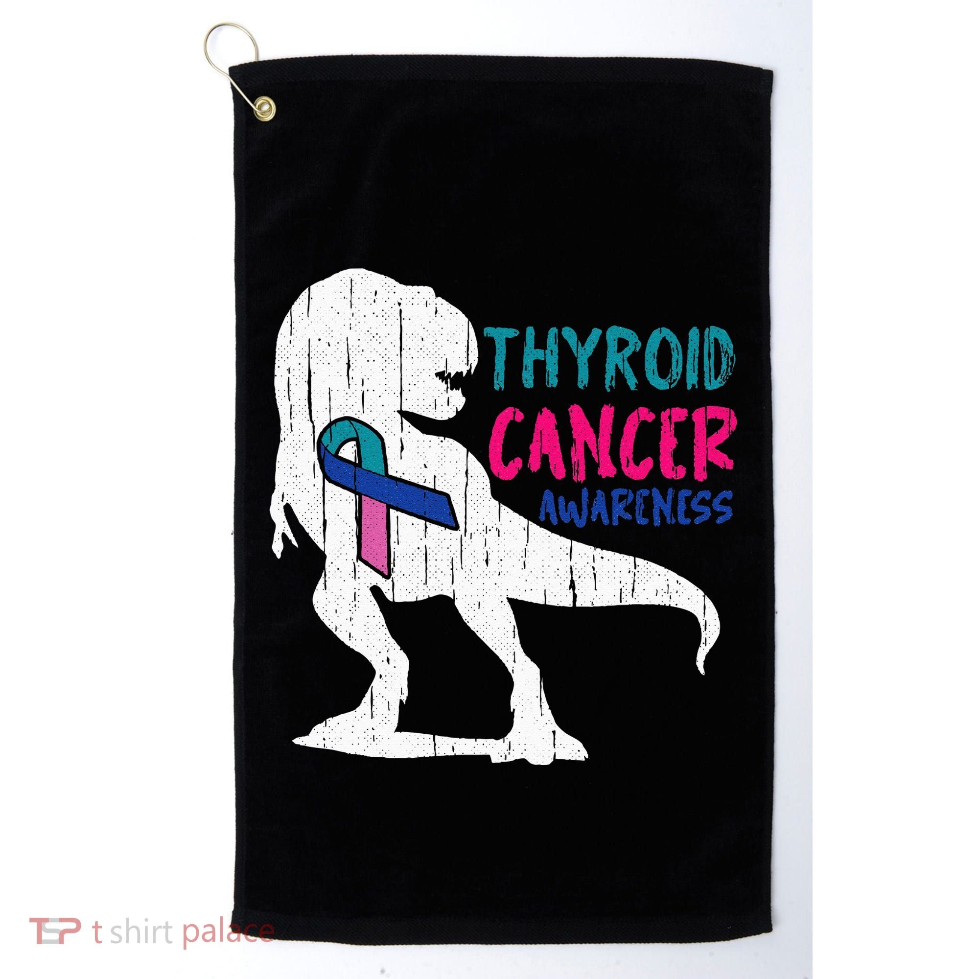 Thyroid Cancer Awareness Cool TRex Warrior Survivor Fighter Golf Towel