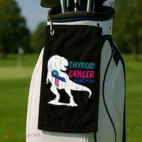 Thyroid Cancer Awareness Cool TRex Warrior Survivor Fighter Golf Towel thumb 2
