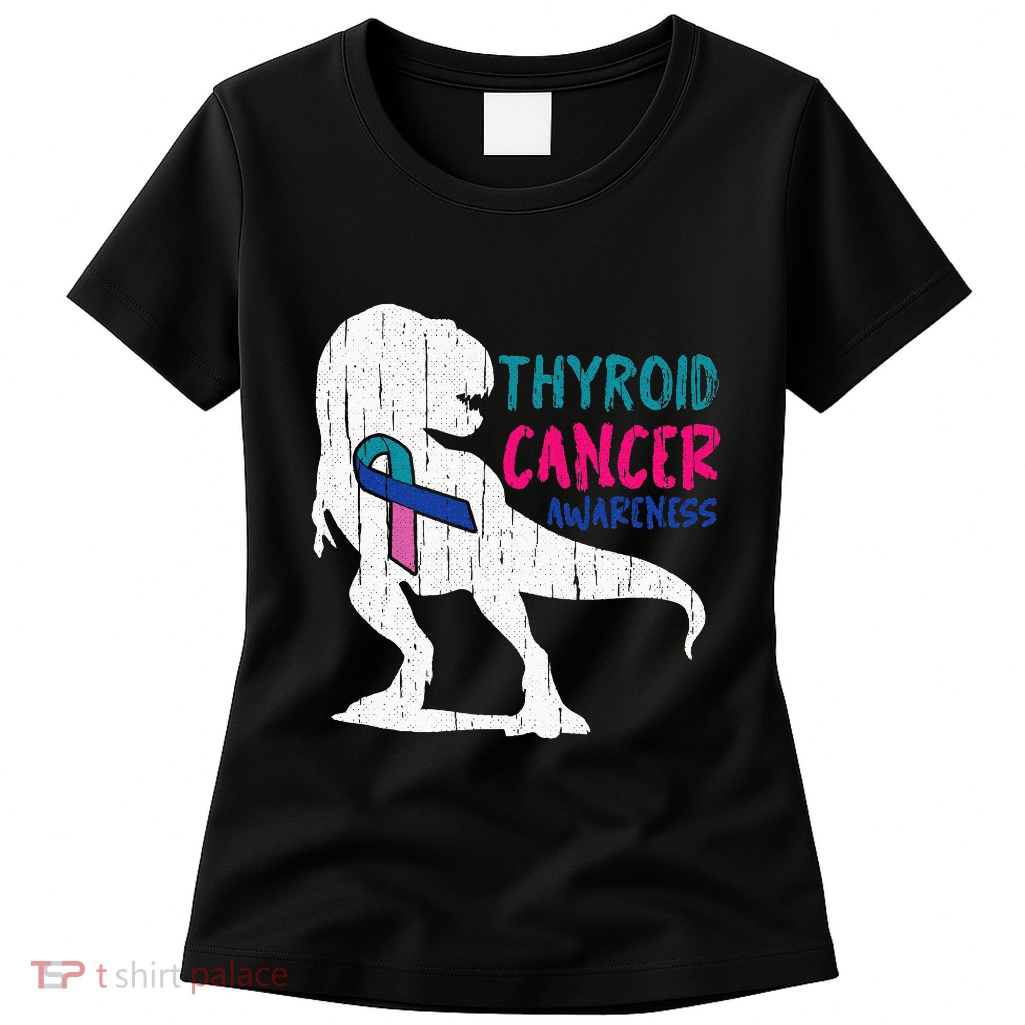 Thyroid Cancer Awareness Cool TRex Warrior Survivor Fighter Women's T-Shirt