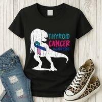 Thyroid Cancer Awareness Cool TRex Warrior Survivor Fighter Women's T-Shirt thumb 3