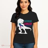 Thyroid Cancer Awareness Cool TRex Warrior Survivor Fighter Women's T-Shirt thumb 4