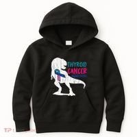Thyroid Cancer Awareness Cool TRex Warrior Survivor Fighter Kids Hoodie thumb 0