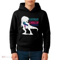 Thyroid Cancer Awareness Cool TRex Warrior Survivor Fighter Kids Hoodie thumb 4
