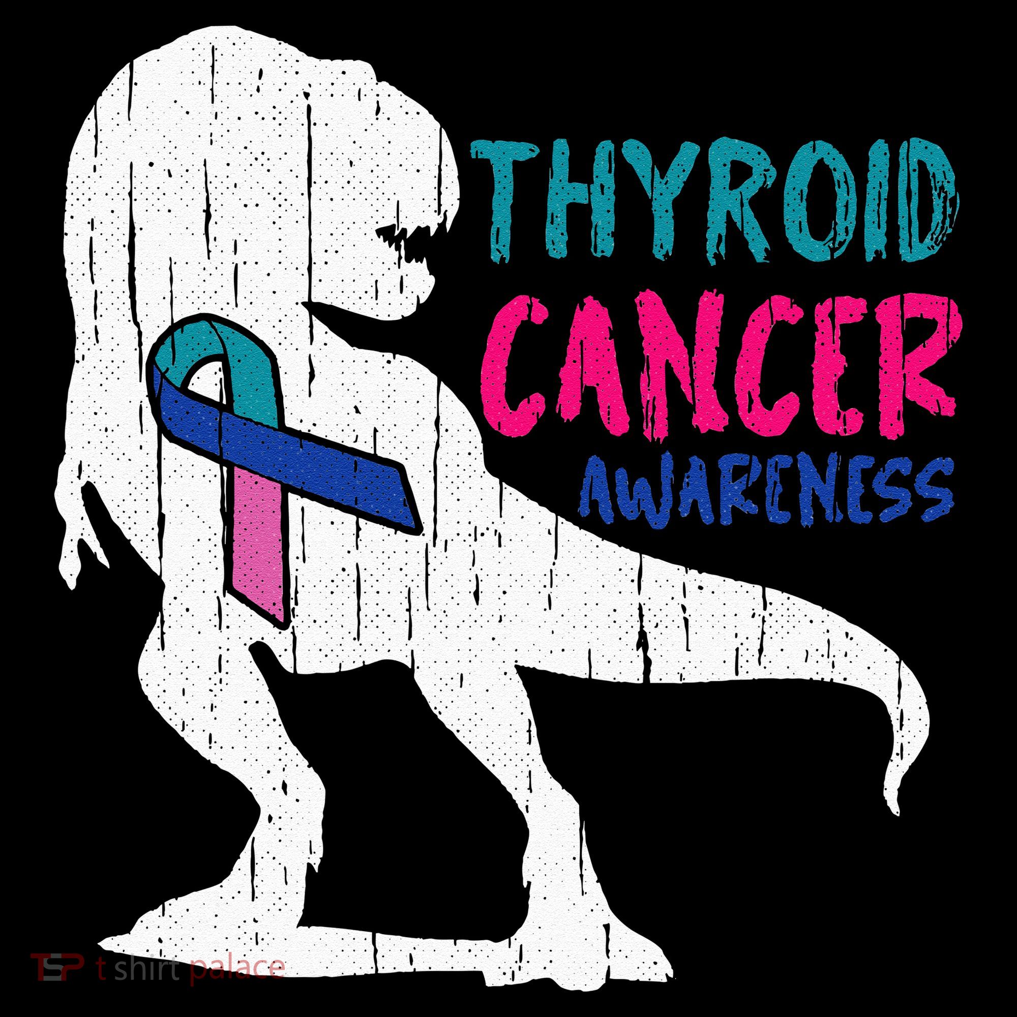 Thyroid Cancer Awareness Cool TRex Warrior Survivor Fighter Kids Hoodie