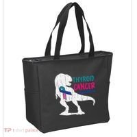 Thyroid Cancer Awareness Cool TRex Warrior Survivor Fighter Tote Bag thumb 2