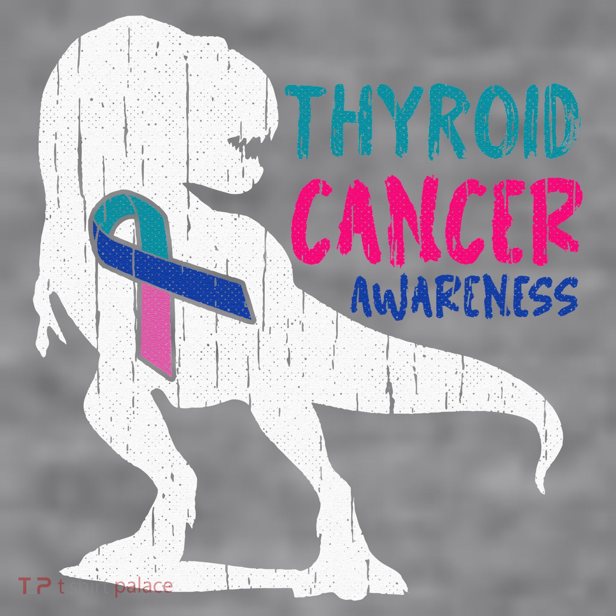 Thyroid Cancer Awareness Cool TRex Warrior Survivor Fighter Women's Racerback Cropped Tank