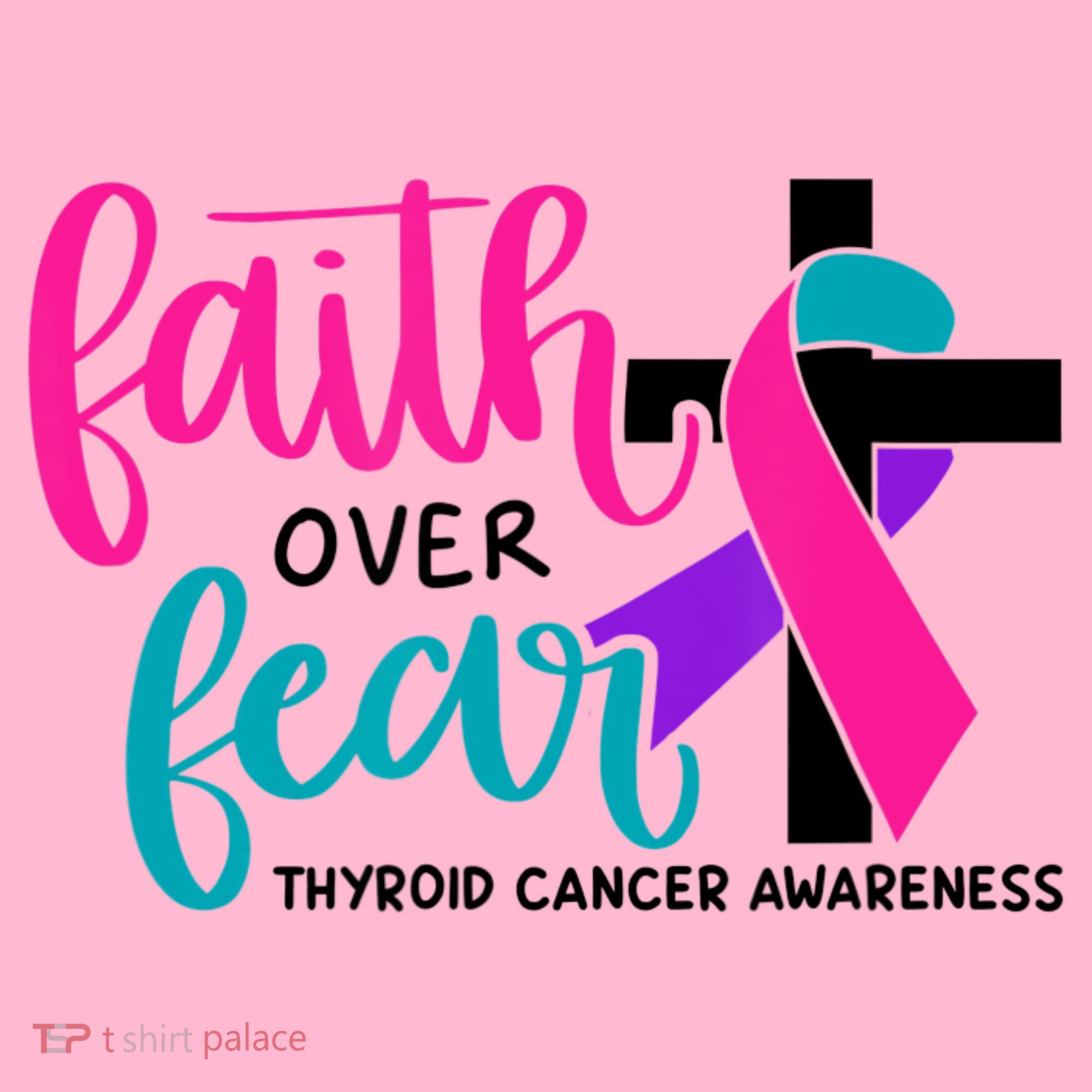 Thyroid Cancer Awareness Ribbon Faith Over Fear Christian Coaster