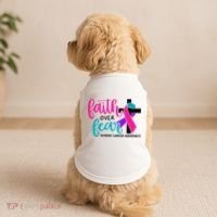 Thyroid Cancer Awareness Ribbon Faith Over Fear Christian Doggie Tank thumb 2
