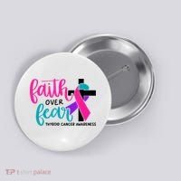 Thyroid Cancer Awareness Ribbon Faith Over Fear Christian Button thumb 0