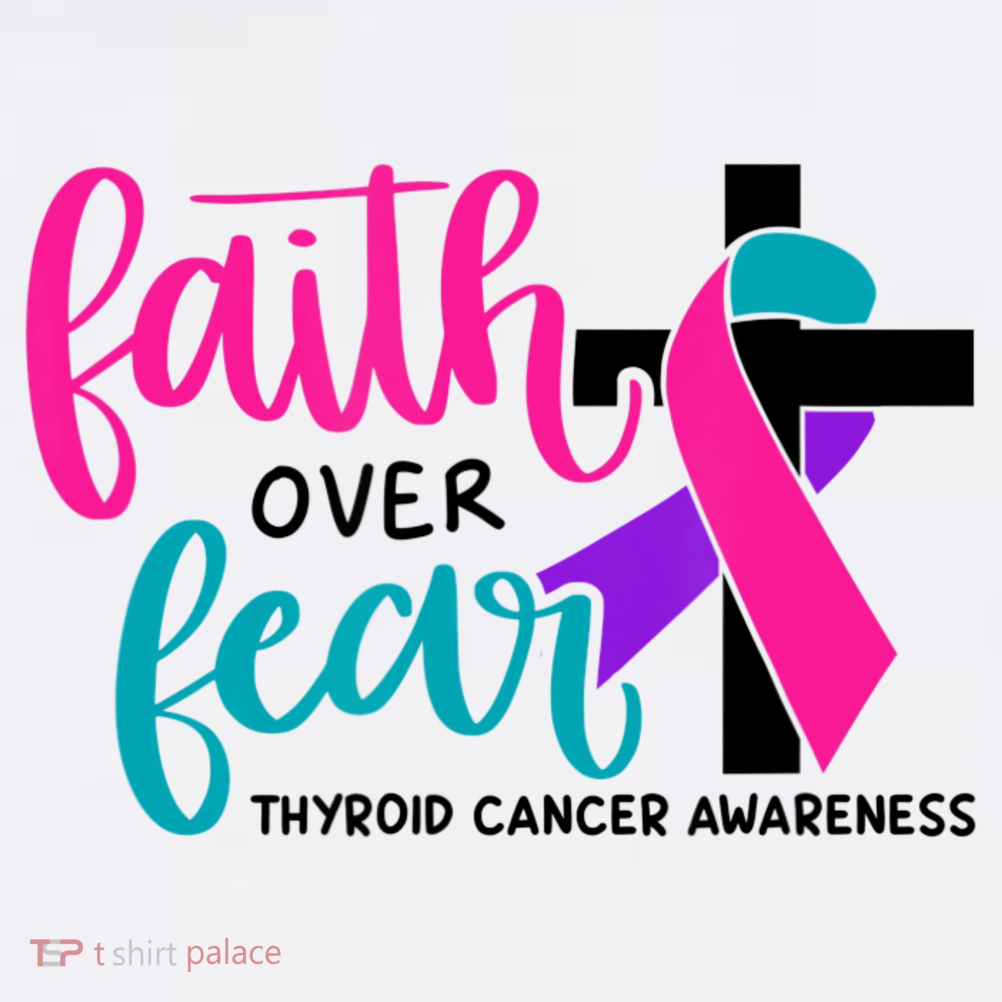 Thyroid Cancer Awareness Ribbon Faith Over Fear Christian Baby Bodysuit