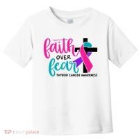Thyroid Cancer Awareness Ribbon Faith Over Fear Christian Toddler T-Shirt thumb 0