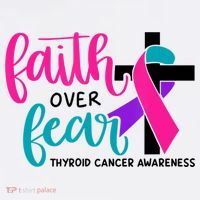 Thyroid Cancer Awareness Ribbon Faith Over Fear Christian Women's T-Shirt thumb 6