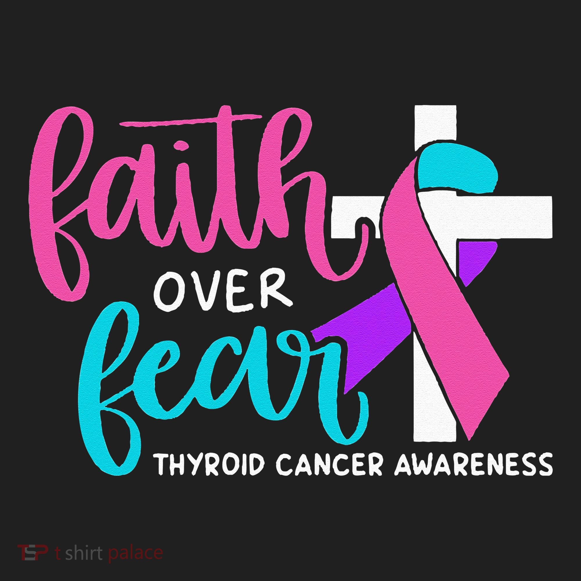 Thyroid Cancer Awareness Religious Christian Faith Over Fear Beanie