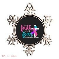 Thyroid Cancer Awareness Religious Christian Faith Over Fear Ornament thumb 0