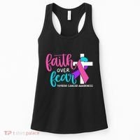 Thyroid Cancer Awareness Religious Christian Faith Over Fear Women's Tank Top thumb 0