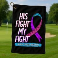 Thyroid Cancer Awareness Ribbon Endocrinologist Gift Idea Golf Towel thumb 1