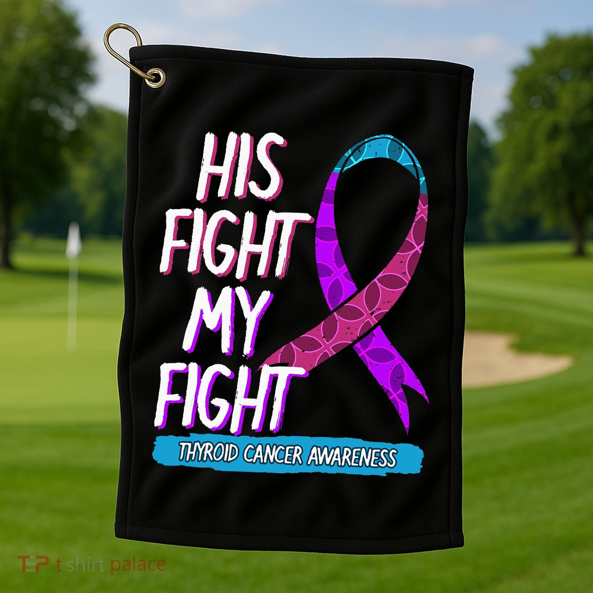 Thyroid Cancer Awareness Ribbon Endocrinologist Gift Idea Golf Towel
