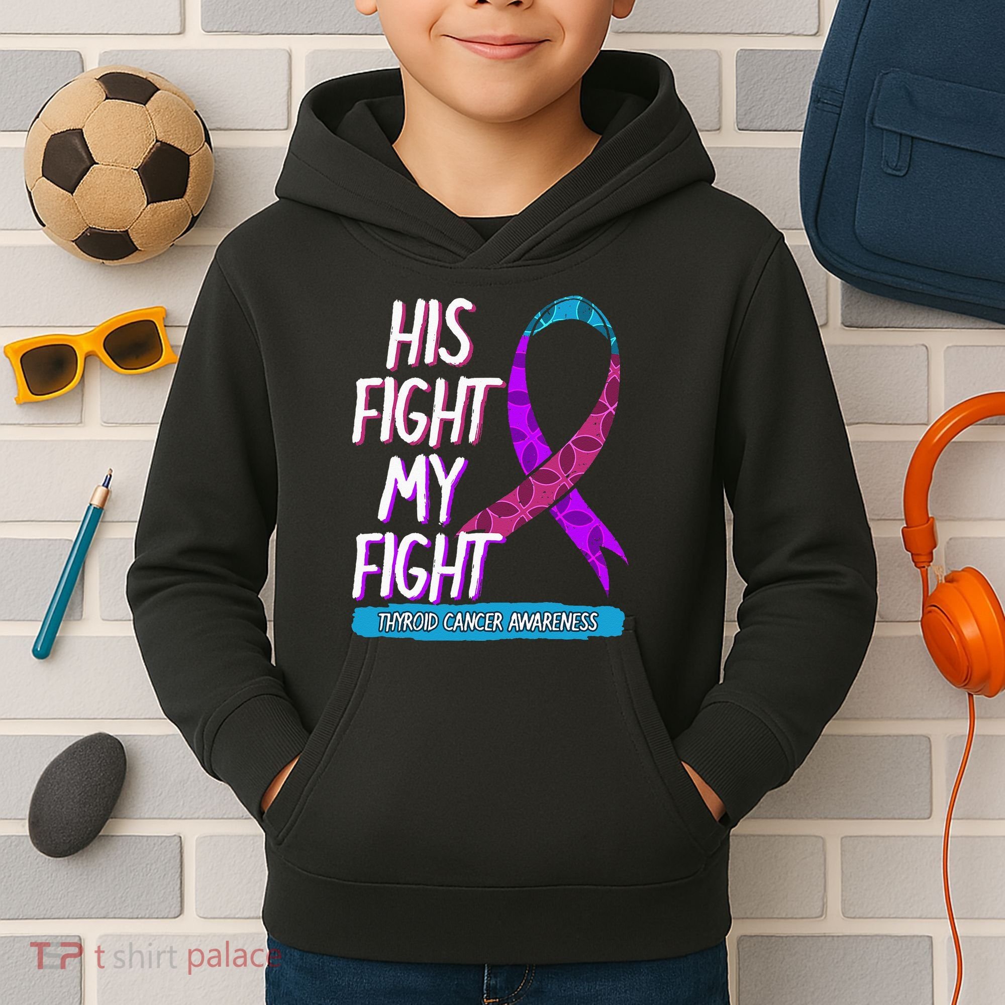 Thyroid Cancer Awareness Ribbon Endocrinologist Gift Idea Kids Hoodie