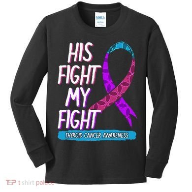 Thyroid Cancer Awareness Ribbon Endocrinologist Gift Idea Kids Long Sleeve Shirt