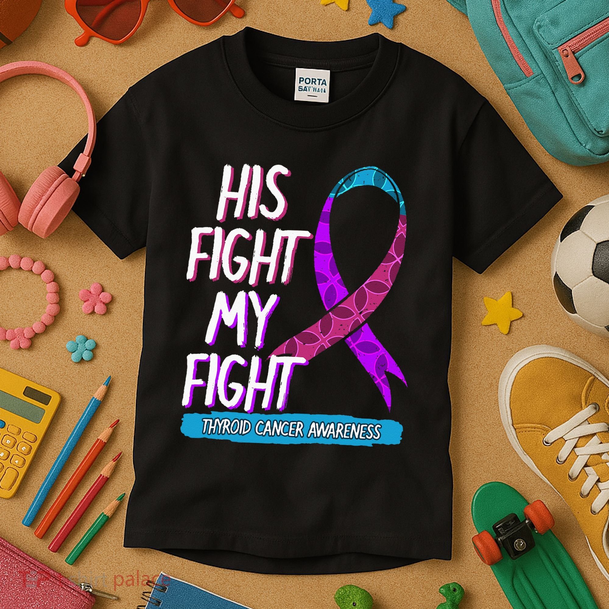 Thyroid Cancer Awareness Ribbon Endocrinologist Gift Idea Kids T-Shirt
