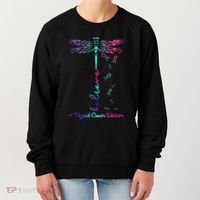 Thyroid Cancer Awareness Warrior Dragonfly Believe Hope Women's Sweatshirt thumb 0