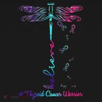 Thyroid Cancer Awareness Warrior Dragonfly Believe Hope Doggie Tank thumb 4