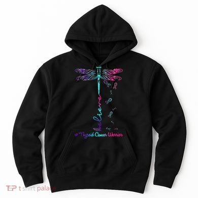 Thyroid Cancer Awareness Warrior Dragonfly Believe Hope Hoodie