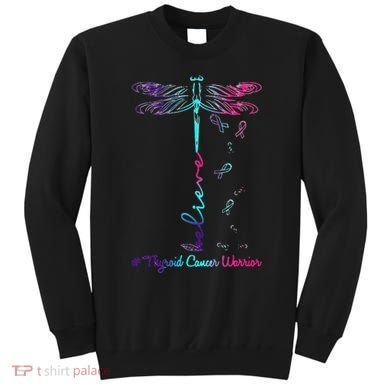 Thyroid Cancer Awareness Warrior Dragonfly Believe Hope Sweatshirt
