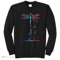 Thyroid Cancer Awareness Warrior Dragonfly Believe Hope Sweatshirt thumb 0