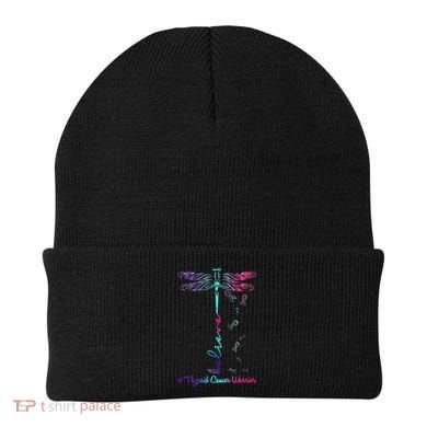 Thyroid Cancer Awareness Warrior Dragonfly Believe Hope Beanie