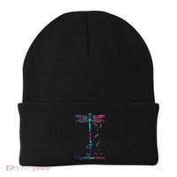 Thyroid Cancer Awareness Warrior Dragonfly Believe Hope Beanie thumb 0