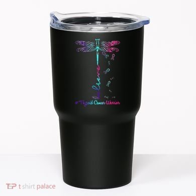 Thyroid Cancer Awareness Warrior Dragonfly Believe Hope Tumbler