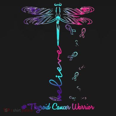 Thyroid Cancer Awareness Warrior Dragonfly Believe Hope Ornament