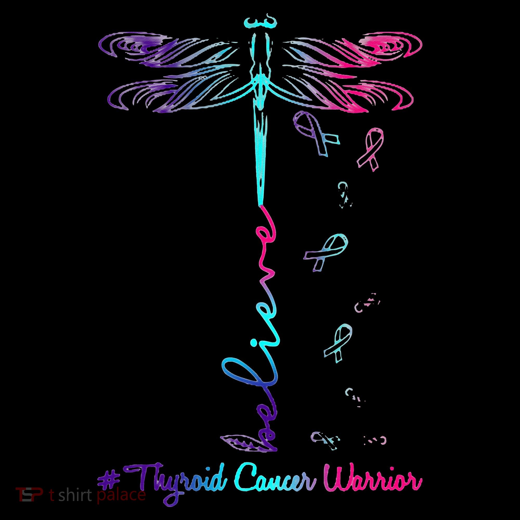 Thyroid Cancer Awareness Warrior Dragonfly Believe Hope Ornament