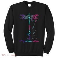 Thyroid Cancer Awareness Warrior Dragonfly Believe Hope Tall Sweatshirt thumb 0