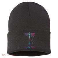 Thyroid Cancer Awareness Warrior Dragonfly Believe Hope Sustainable Knit Beanie thumb 0