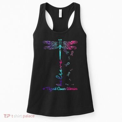 Thyroid Cancer Awareness Warrior Dragonfly Believe Hope Women's Tank Top